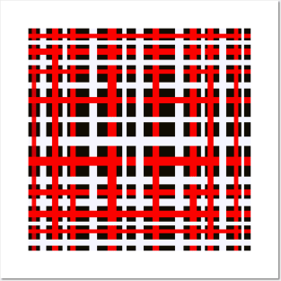 Interlocking Stripes Black White Red Posters and Art